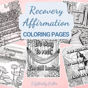 Recovery Affirmation coloring pages, Printable, Mental Health Coloring pages, sobriety activity, gift for recovery,  instant download,