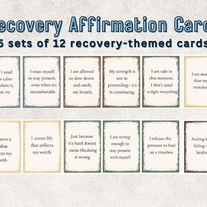 Recovery Affirmation Cards Printable – Daily Healing Mantras, Therapy Tools, Self-Love & Mental Health Deck