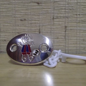 Silver Barça pacifier hanging clip Cunill