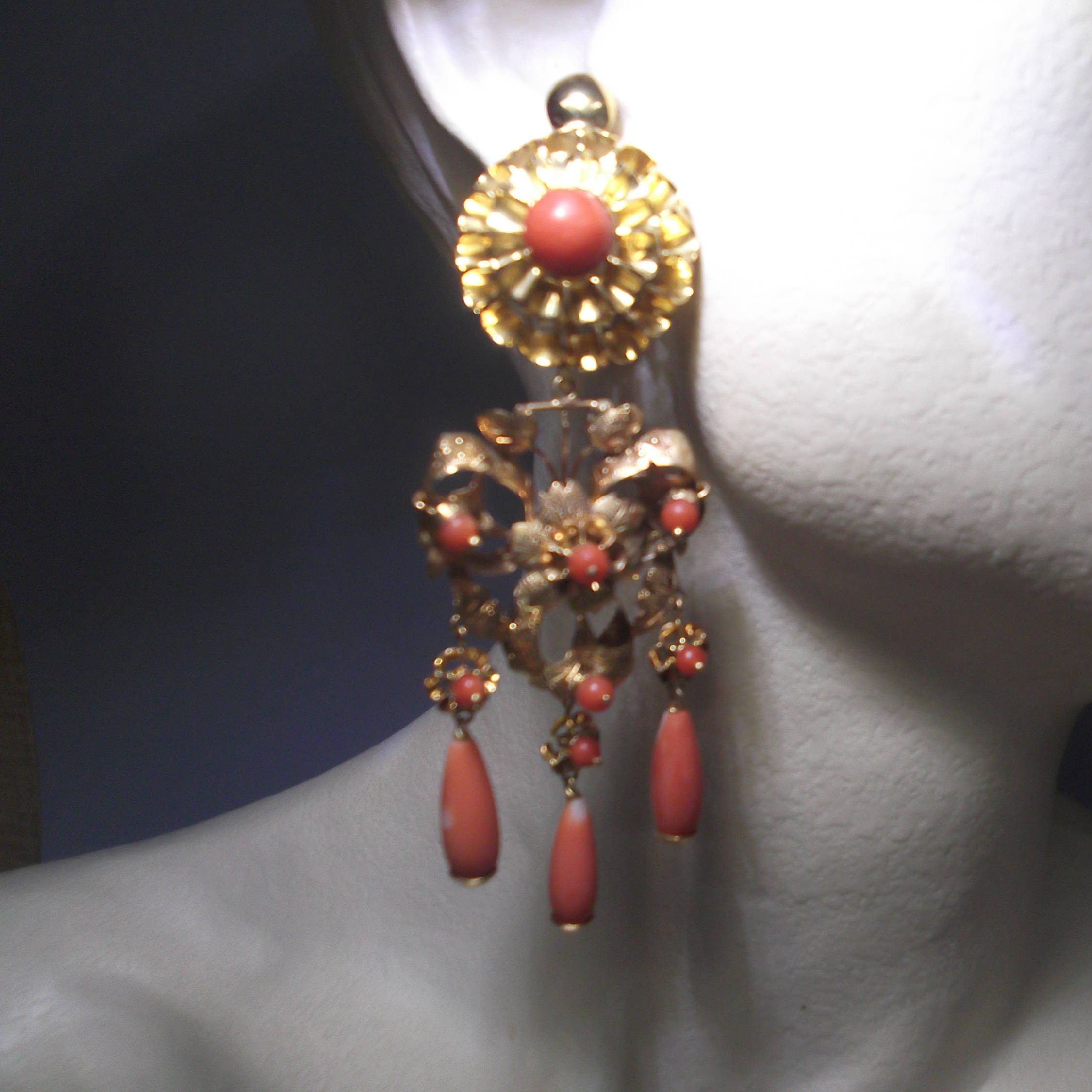 Antique Coral Earrings FOR SALE! - PicClick UK