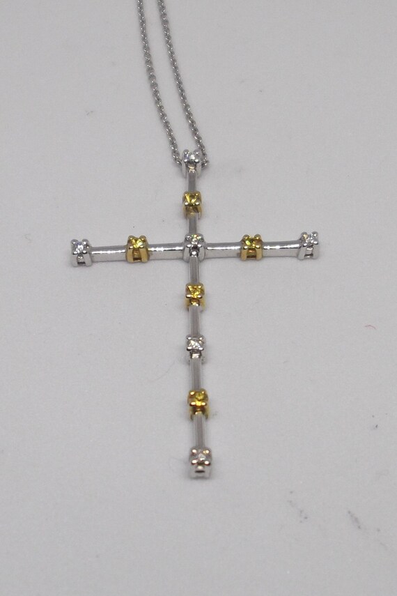 18 Kt white gold chain with white and yellow gold… - image 2
