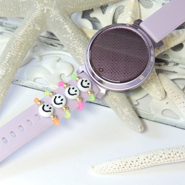 Uhrenarmband - Schmuckband - Smiley - Glasperlen - Farb- und Größenwahl - elastisch/flexibel - Für Uhrenarmbänder von 14 bis 22 mm.