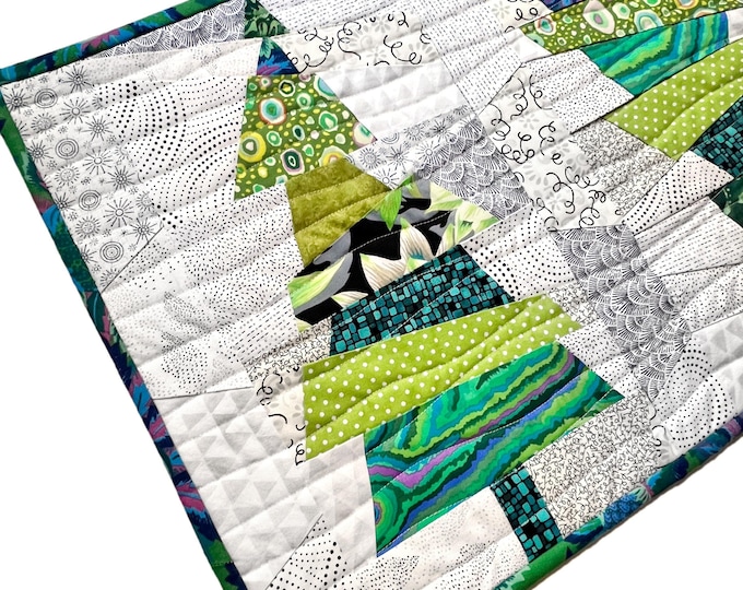 Quilted Christmas Tree Table Runner, Holiday and Winter Table Decor ...
