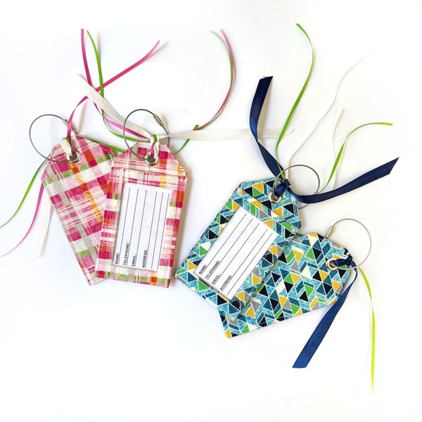 Bright Fabric Luggage Tag with Locking Safety Ring,  Travel Bag or Suitcase Identification tag