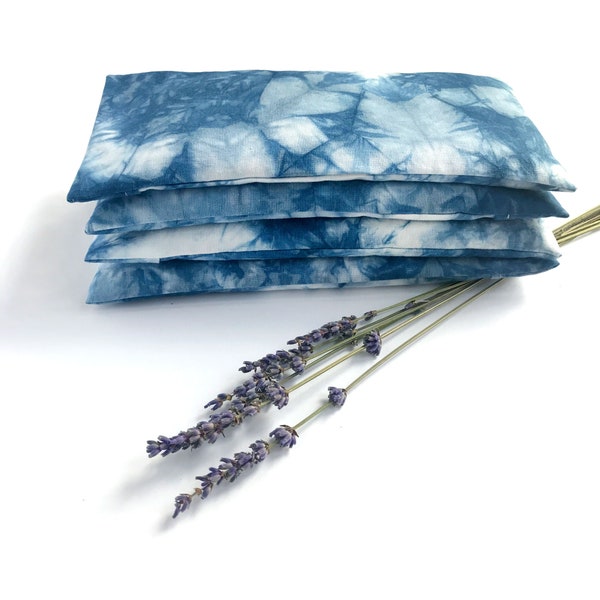 Aromatherapy Lavender Eye Pillow,  Hand-dyed Indigo Shibori Cover,  Weighted Eye Pillow for Relaxation, Meditation ∙ Self care gift