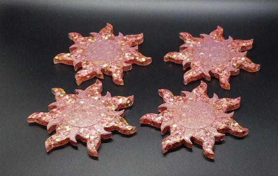 Ocean blue rose gold plated coasters set of 4 Ocean blue rose gold plated coasters set of 4
