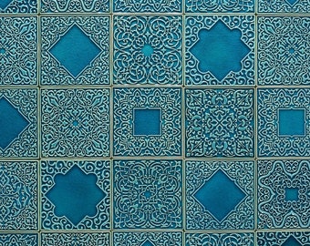 25 tiles with ornaments, turquoise No.2