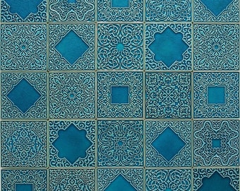 25 tiles with ornaments, turquoise No.2