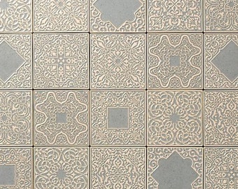 25 tiles with ornaments , gray