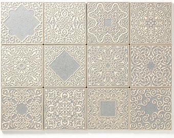 tiles 12 ornaments, gray granite