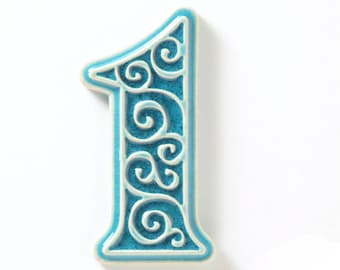 apartment number, number 1 turquoise