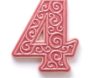 ceramic house number 4, pink