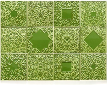 tiles 12 ornaments, green