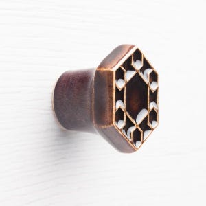 Furniture knob, pattern No.6, dark brown, ceramic handles, decorative knob.