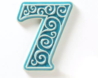 apartment number, number 7 turquoise