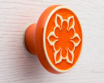Ceramic knob for furniture No.2, orange