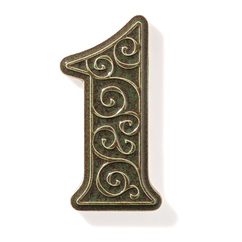 Ceramic House Number 1 Dark Green Etsy