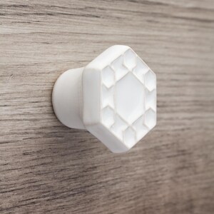 Tirador de cerámica para muebles n.º 6, blanco
