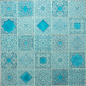 25 tiles with ornaments, turquoise No.1