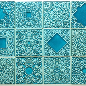 tiles 12 ornaments, turquoise No.1