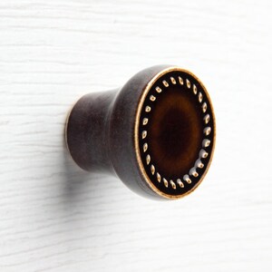Furniture knob, pattern No.12, dark brown, ceramic handles, decorative knob.