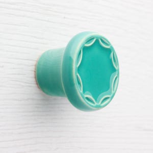 Möbelknopf, Muster No.5, mint türkis, Keramikgriffe, Dekoknopf.