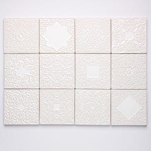 piastrelle 12 ornamenti, bianco