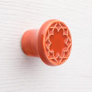 Pomo para mueble, modelo nº3, color marrón anaranjado, tiradores de cerámica, pomo decorativo.