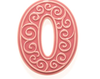 ceramic house number 0, pink