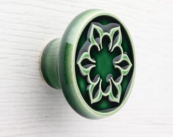 Ceramic knob for furniture No.2, bottle green