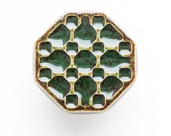 Ceramic knob for furniture No.10, dark green with brown speckles effect.