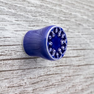 Navy Blue Ceramic Furniture Knob, Pattern No.9