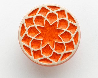 Ceramic knob for furniture, orange, pattern No.1