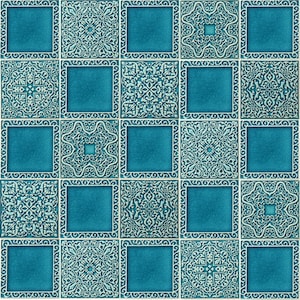 25 tiles with ornaments, turquoise No.1