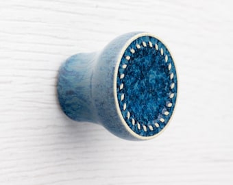 Bouton de meuble n°12 en céramique, gris-bleu