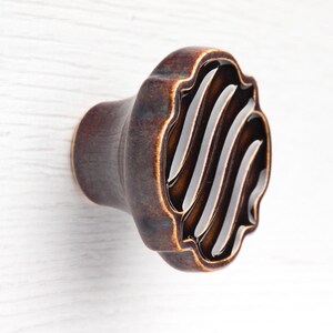 Tirador para muebles, modelo n.º 24, marrón oscuro, mangos de cerámica, pomo decorativo.