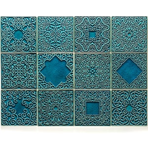 tiles 12 ornaments, turquoise No.2