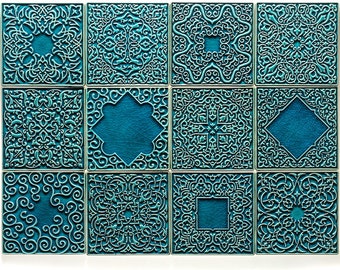 Carreaux 12 décorations, turquoise n°2