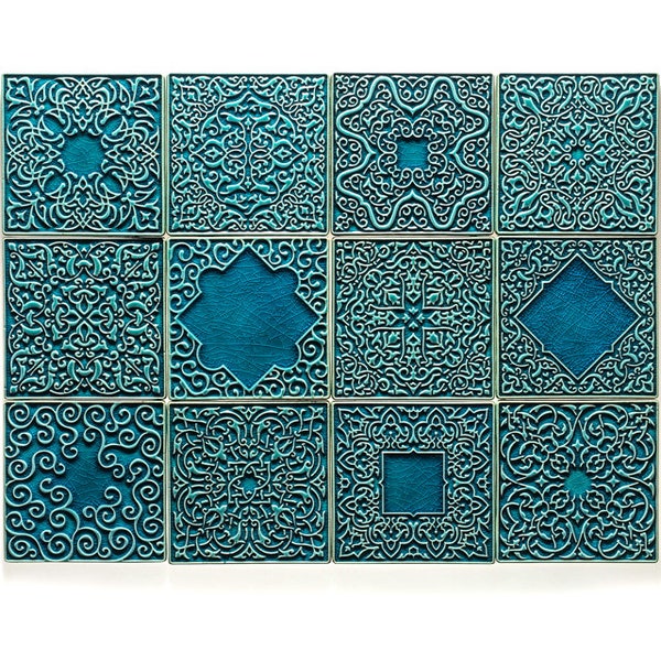 tiles 12 ornaments, turquoise No.2