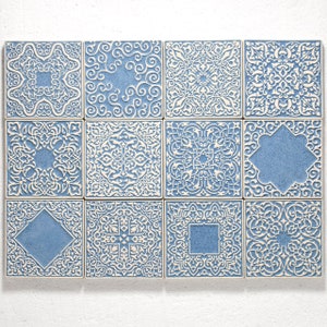 tiles 12 ornaments, light blue