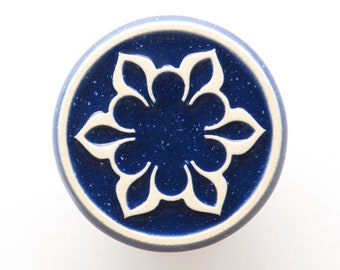 Ceramic knobs for furniture, No.2, dark blue