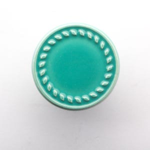 Furniture knob, pattern No.12, mint turquoise, ceramic handles, decorative knob.