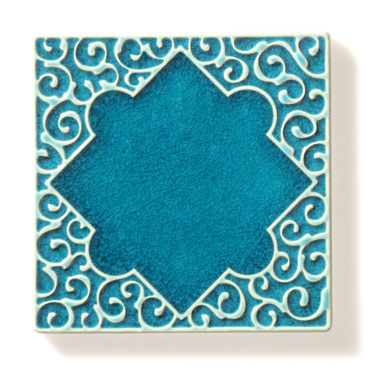 tiles 12 ornaments, turquoise No.1 zdjęcie 2