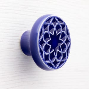 Gałka meblowa, wzór nr 1, granatowa, uchwyty ceramiczne, gałka ozdobna.