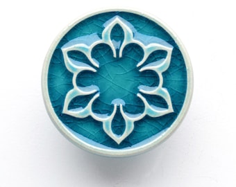 Ceramic knob for furniture, No.2, turquoise