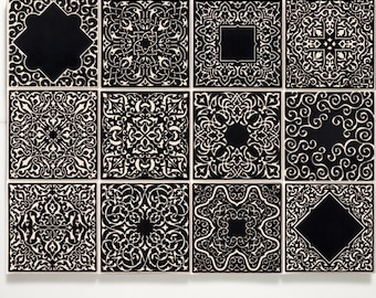 tiles 12 ornaments, black