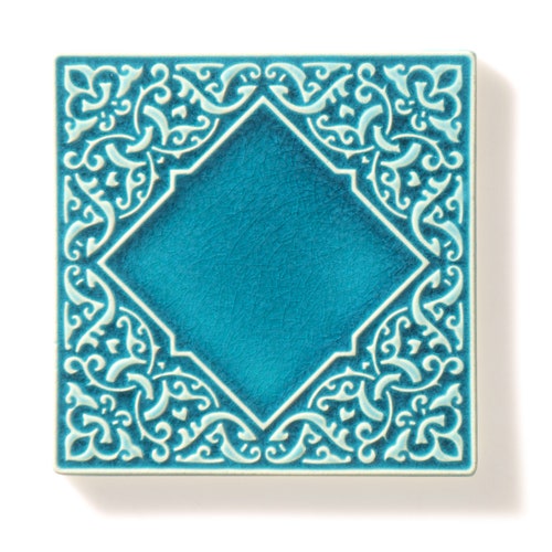 Tiles with ornaments, shops turquoise No.1