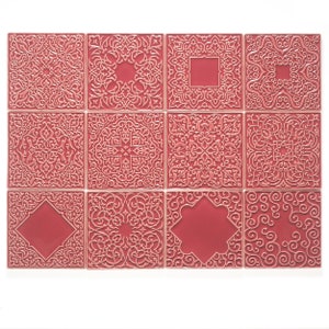 tiles 12 ornaments, pink