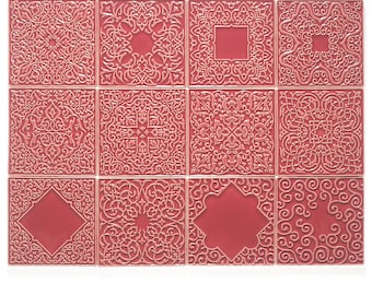 tiles 12 ornaments, pink