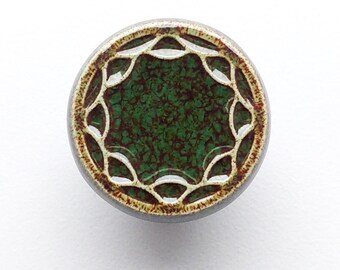 Ceramic knob for furniture No.4, dark green with brown speckles effect.